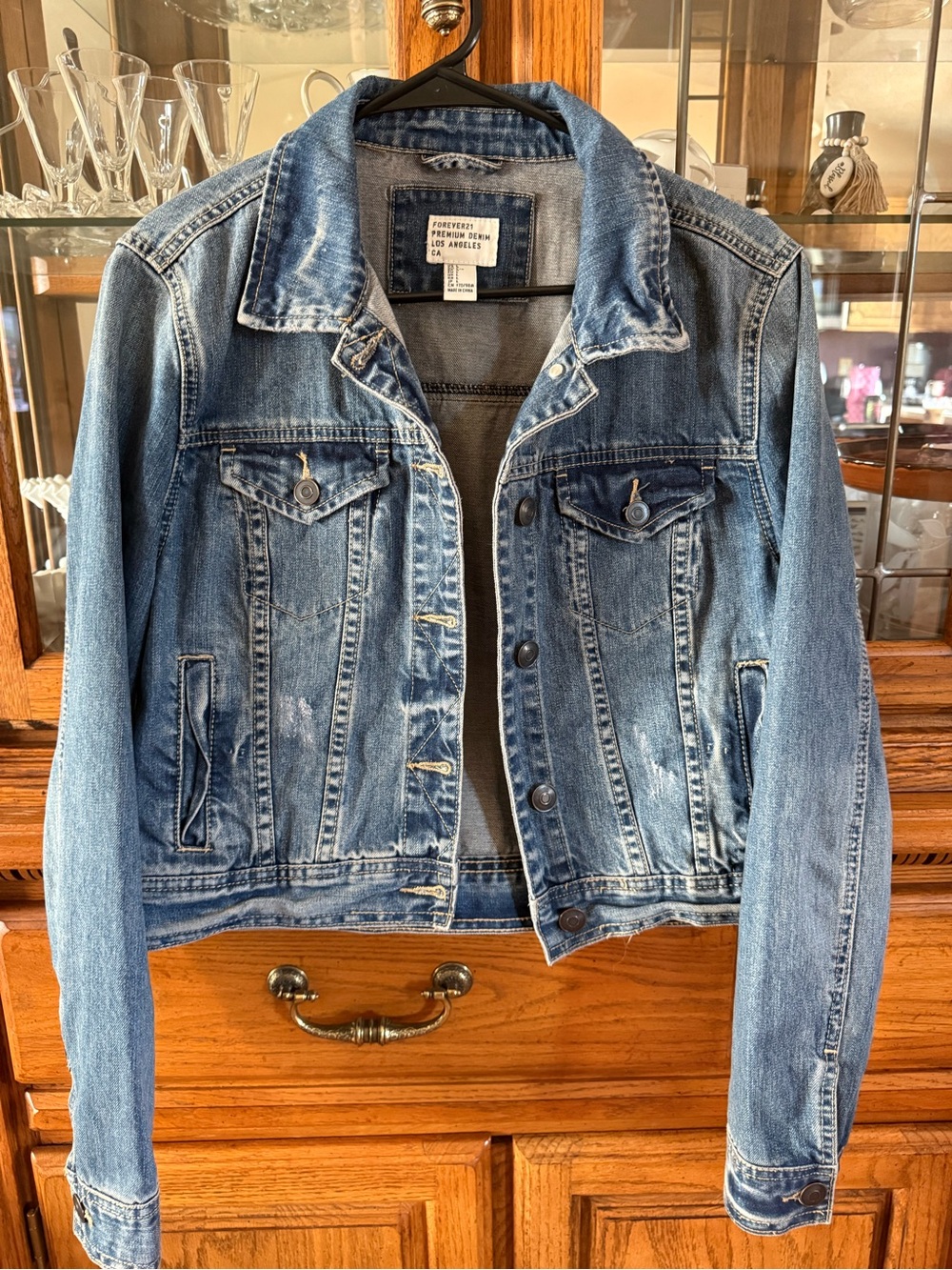 Forever 21 Distressed Light Blue Denim Jacket